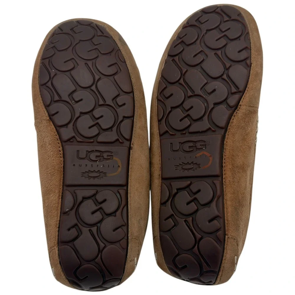 UGG Australia Chestnut Suede Shearling Moccasin Slippers Men's Est 5